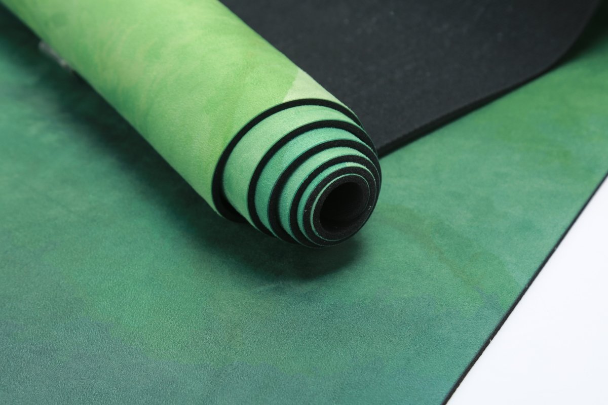 detail of green yoga mat rubber microfiber
