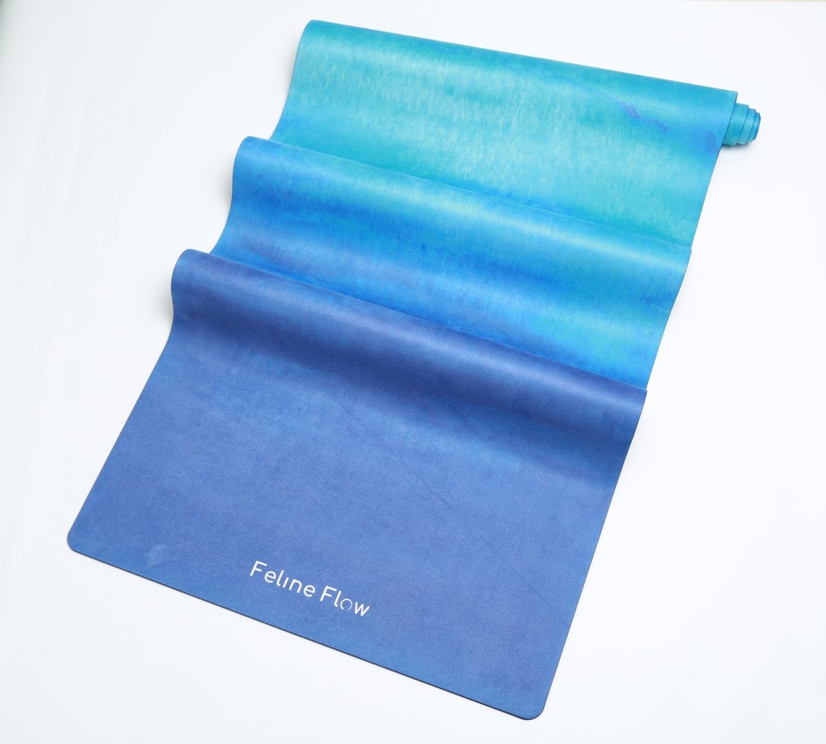 feline flow blue yoga & exercise mat white background