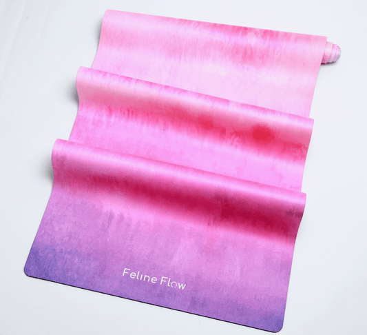 feline flow fuchsia yoga & exercise mat white background